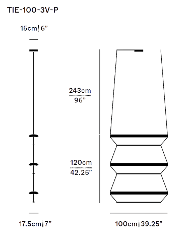 Подвесной светильник A-N-D Tier 100 3 Vertical Anodized Gold / Emerald  Tier TIE-100-3V-P-AG-EM