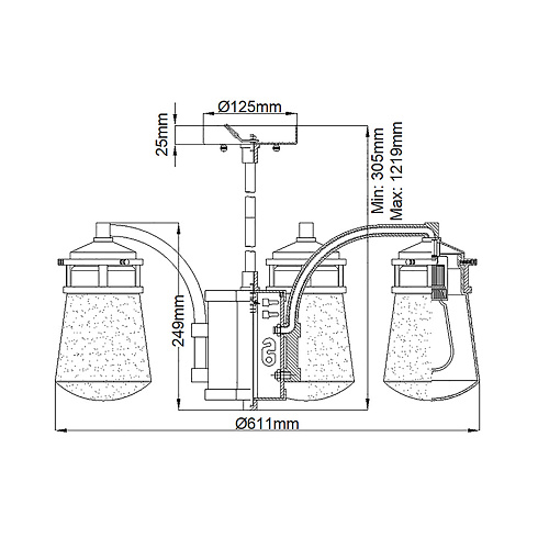 Подвесной фонарь Kichler KL-LYNDON-5P-AZ 