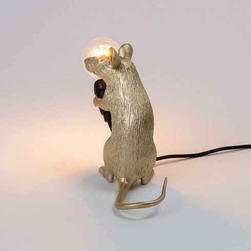 Настольная лампа Seletti Mouse Lamp Sitting GOLD USB Mouse Lamp 15231