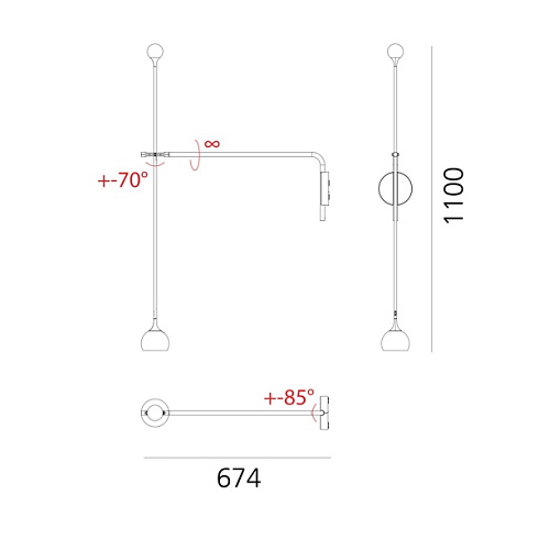 Настенный светильник Artemide Ixa Arm Anthracite Ixa 1114010A