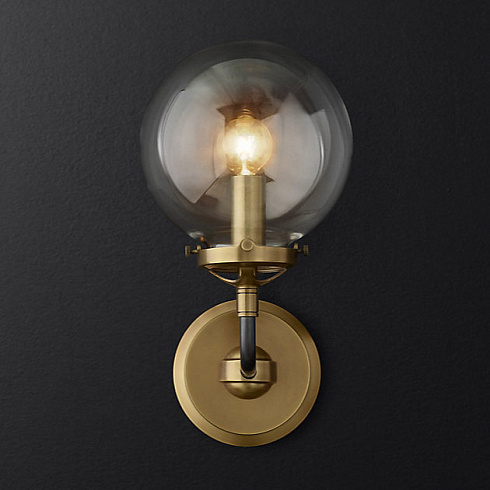 Бра Restoration Hardware Bistro Globe Clear Glass Single Sconce Brass Bistro Globe 68470041 BRZ