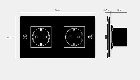 Розетка Buster and Punch 2G Schuko Type F black Sockets CSC-021985