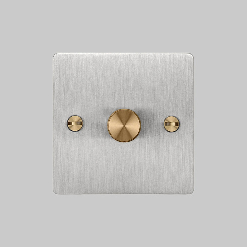 Диммер Buster and Punch 1G Cross Steel/brass Switches UK UK-DI-CO-1G-LED-ST-BR-A