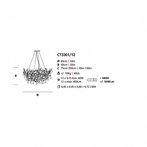 Люстра Serip CT3301/12 Coral