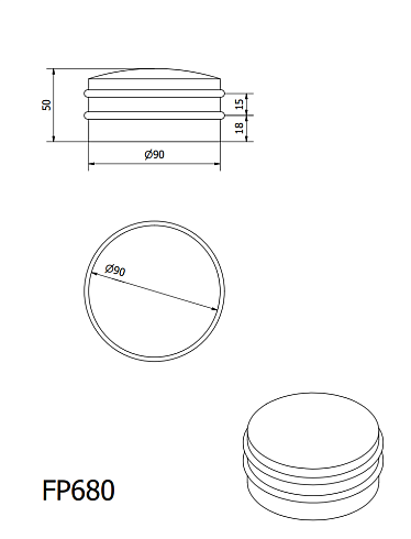 Ограничитель двери Dauby FP680 Light Bronze (LB) 50mm - Ø90mm   Fama 7081