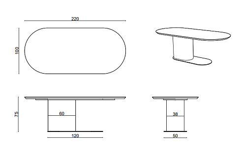 Обеденный стол Delight Collection Ocean Black Ocean Ocean Table