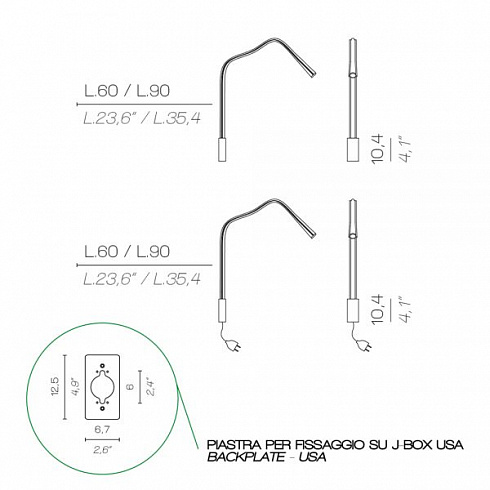 Настенный светильник Contardi FLEXILED AP L60 bronze/brown FLEXILED ACAM.000351