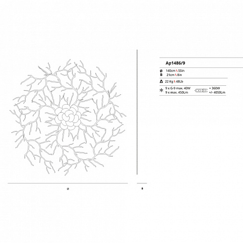 Настенный светильник Serip AP1486/9 FP Coral