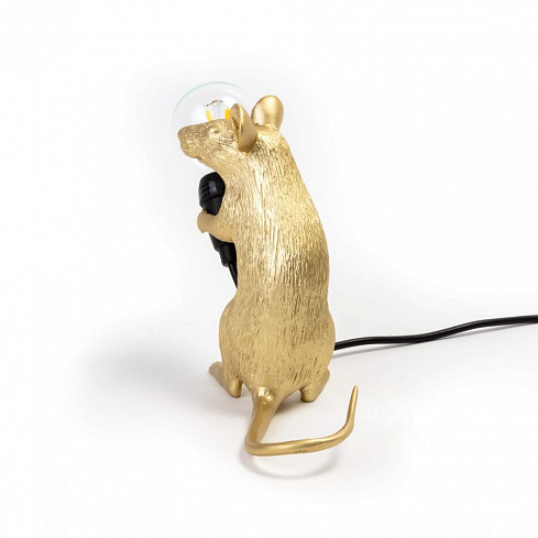 Настольная лампа Seletti Mouse Lamp Sitting GOLD USB Mouse Lamp 15231