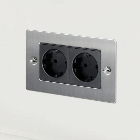 Розетка Buster and Punch 2G EURO steel Sockets UK-MG-CO-2G-ST-A