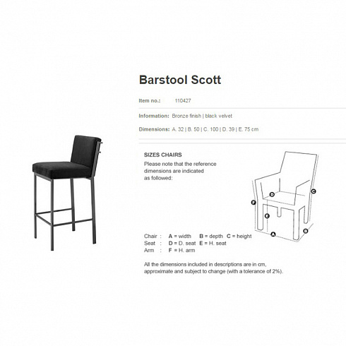 Барный стул Eichholtz Scott Barstool 110427