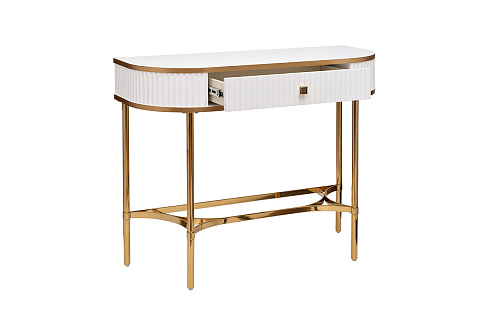 Консоль с 1 ящиком белая/металл золото см Garda Decor KFG166 