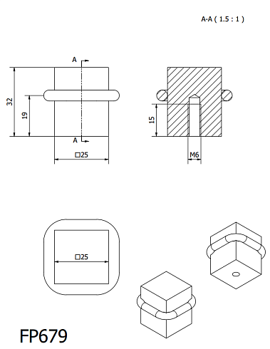 Ограничитель двери Dauby FP679 Silver (BS) 25x25x35mm  Fama 7079