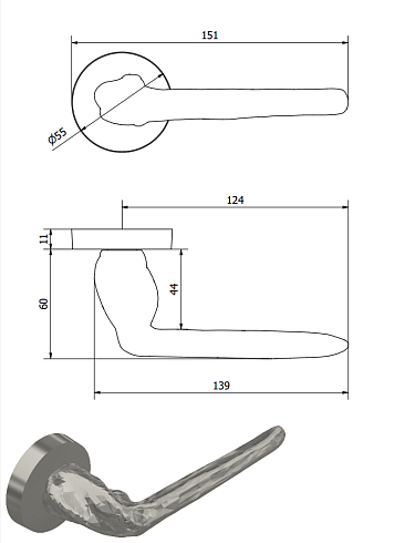 Дверная ручка Dauby Motion Dark Bronze (DB) 160mm  Gaudium (Fama) 16643