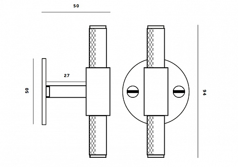 Ручка-кнопка Buster and Punch T-Bar Plate Brass Cross UK-TB-HP-BR-C