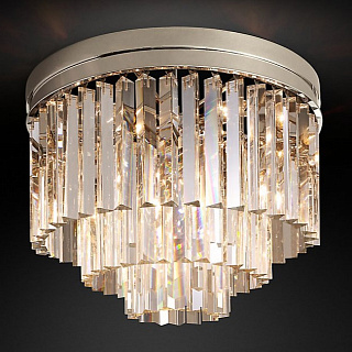 1920s Odeon Clear Glass Fringe 3-Tier Polished Nickel