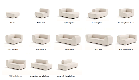Диван Tom Dixon Plump 2.5 - Configuration 1 - Orange (Kvadrat Hallingdal 0600) Plump PLFS01BLHA0600