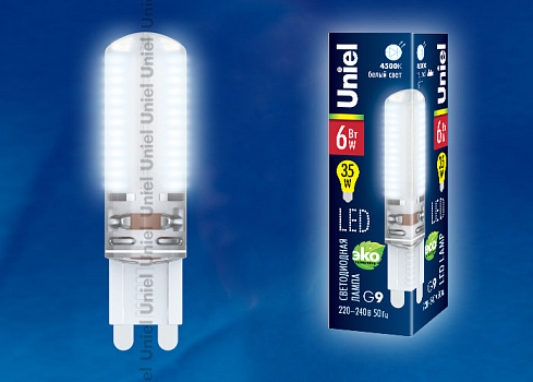 Лампа светодиодная Uniel LED-JCD-6W/NW/G9/CL SIZ03TR JCD
