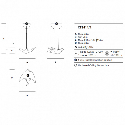 Подвесной светильник Serip Voa CT3414/1 FO/10 Voa CT3414/1 FO/10