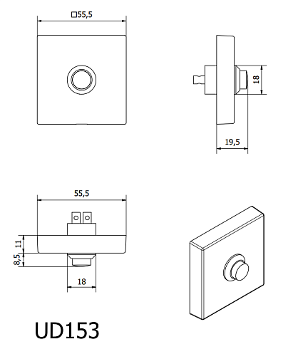 Дверной звонок Dauby UD152 Light Bronze (LB) Square Gaudium (Fama Collection) 10332