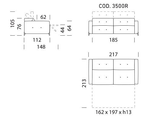 Диван Dienne Salotti Mura 3500R Oro Views