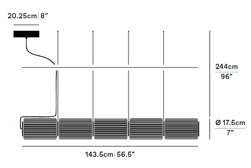 Подвесной светильник A-N-D Column 175 Horizontal 6 Amber  Column COL-175-6-P-H-AMB