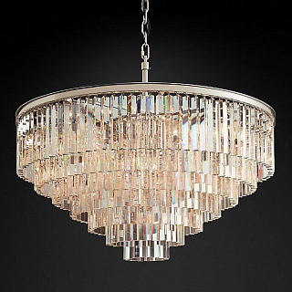 1920s Odeon Clear Glass Fringe 7-Tier Polished Nickel