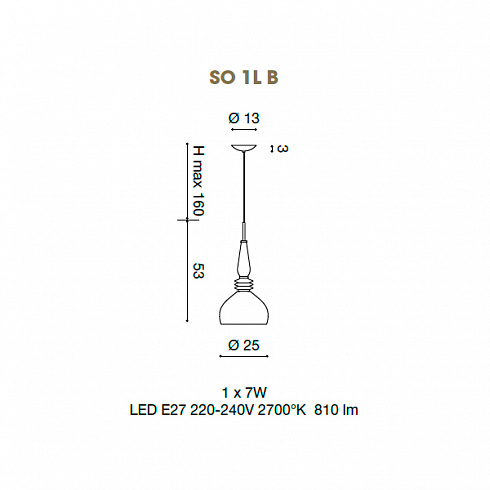 Подвесной светильник Light4 Carnival SO 1L B crystal Carnival CARSO1LBCR
