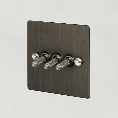 Выключатель Buster and Punch 3G Toggle Smoked Bronze/steel Switches UK UK-TO-CO-3G-SM-ST-A