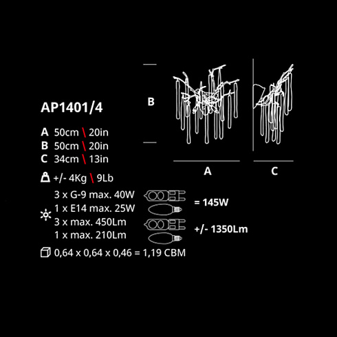 Бра Serip AP1401/4-FP/14+17 Glamour