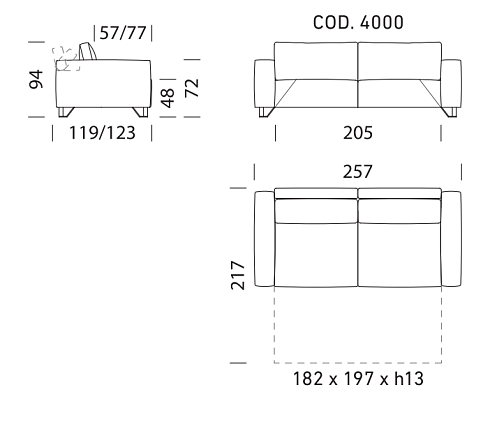 Диван Dienne Salotti Simple 4000 Grigio Views