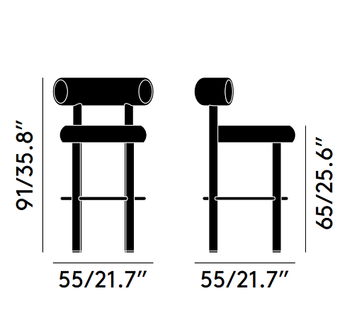 Полубарный стул Tom Dixon FAT StooL 65 Gentle 2 0973 FAT FATS02GE0973BL