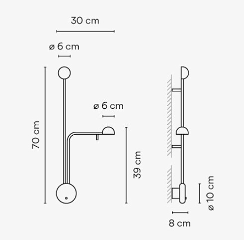 Настенный светильник Vibia Pin 1686 Black Pin 168604/10