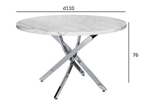 Стол обеденный круглый dсм ножки хром Garda Decor 30F-STOL/OB-9571 