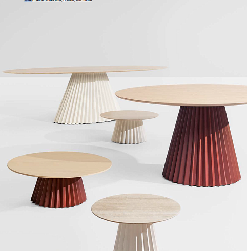 Журнальный столик Midj Plisse H40 D50 Bulgaro Red / veneered Stained Desert Plisse T2220CT40L+FP+I61