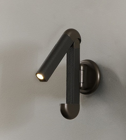 Настенный светильник Contardi Picchio Bronze-nickel / Coffee leather с встроенным драйвером Picchio ACAM.006306