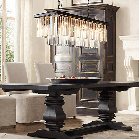 Люстра Restoration Hardware 1920s Odeon Clear Glass Fringe Rectangular 40" Grey Iron 1920s Odeon 68290394 IRON