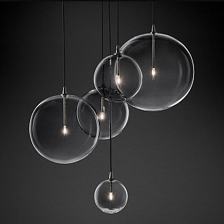 Glass Globe Mobile Cluster Black