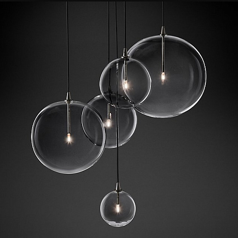 Подвесной светильник Restoration Hardware Glass Globe Mobile Cluster Black Glass Globe 68090620 BLK