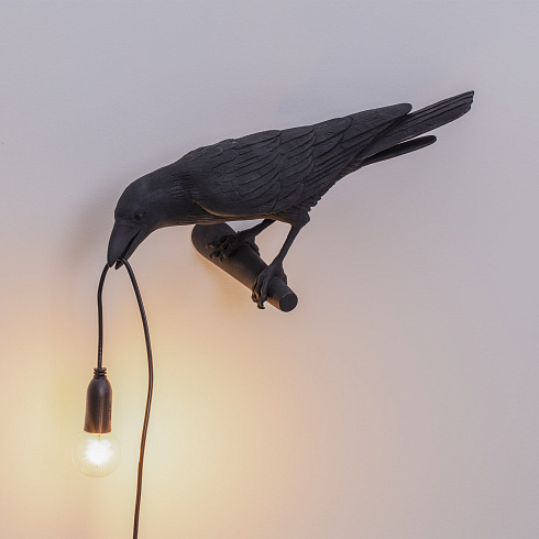 Настенный светильник Seletti Bird Looking Left Black Outdoor Bird Lamp 14727