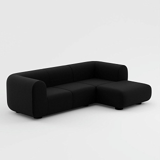 Plump Right Facing Chaise Longue Modular - Configuration 5 - Black (Kvadrat Hallingdal 0190)