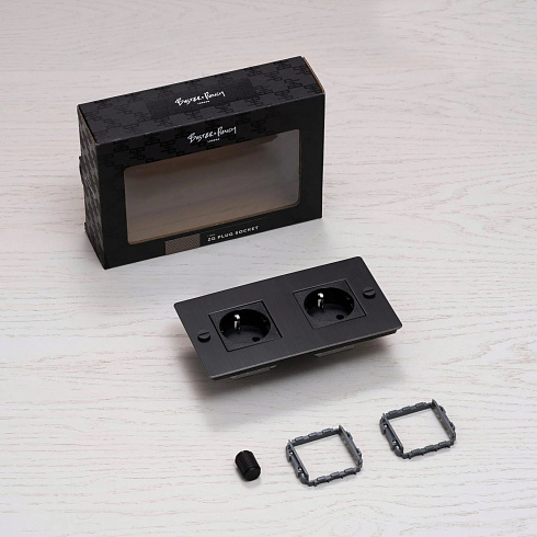 Розетка Buster and Punch 2G Schuko Type F steel Sockets CSK-073444