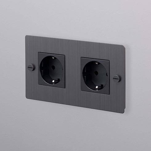 Розетка Buster and Punch 2G Schuko Type F smoked bronze Sockets CSC-091988