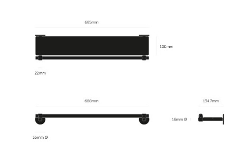 Полка Buster and Punch Cast Medium Gun Metal Cast UBA-351322