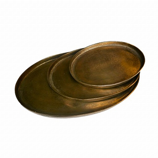 Platter oval antique brass