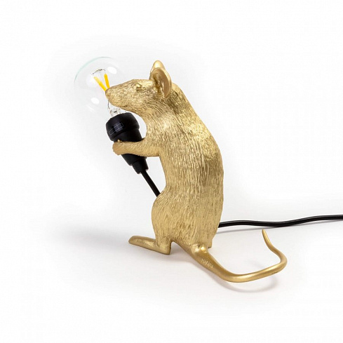 Настольная лампа Seletti Mouse Lamp Sitting GOLD USB Mouse Lamp 15231