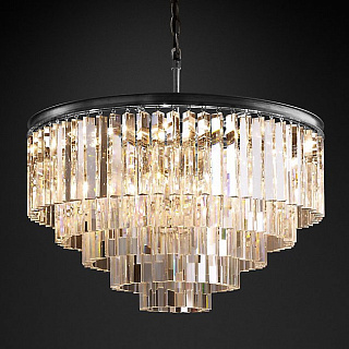 1920s Odeon Clear Glass Fringe 5-Tier Grey Iron