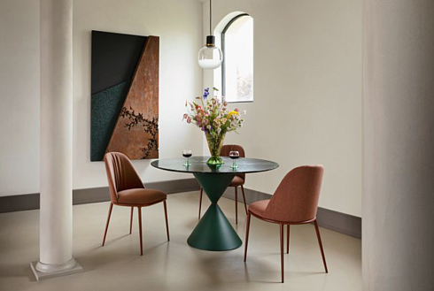 Журнальный столик Midj Clessidra Metal H50 D50 Ocher yellow / Champagne gold Clessidra T19655050C+E7+DG+E7