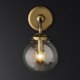 Bistro Globe Clear Glass Single Sconce Brass