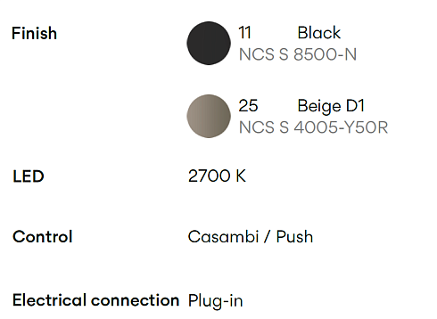 Торшер Vibia Dama 3230 Black 2700K Push Dama 323011/15